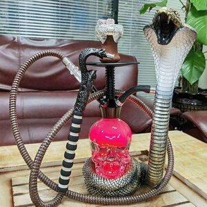 ブラックシーシャ・水タバコガラス製 水パイプ Shisha Hookah 喫煙具 大型 本体 本格 セット LEDライト、リモコン、石炭クランプ付き