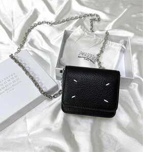  new goods Maison Margiela mezzo n Margiela compact chain wallet shoulder bag cow leather 