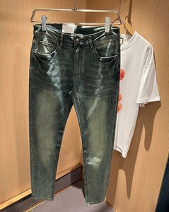 BRUNELLO CUCINELLI ブルネロ クチネリ メンズデニムパンツ　W34　ジーンズ ロング丈　青系 ウォッシュ加工 スリム　ズボンサイズ選択可能