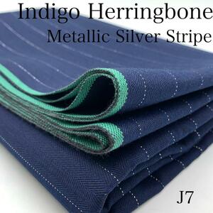 J7 indigo herringbone 1.5m×2 point total 3m cotton 100% indigo blue lame green ear cell bijihe Lynn bon made in Japan cloth bag 