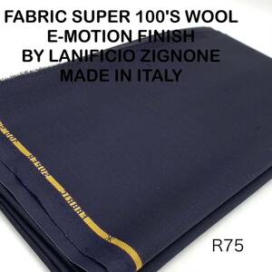 R75-1.5m FABRIC SUPER 100'S WOOL E-MOTION FINISH BY LANIFICIO ZIGNONE MADE IN ITALY