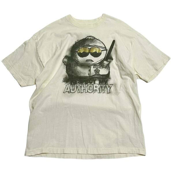 希少 ゴールドプリント 美品【90s Y2K ビンテージ SOUTH PARK サウスパーク CARTMAN Tシャツ クリーム XL】 アメリカ USA アニメ