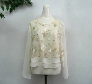  Western-style clothes shop youfukuyasizka com ro series made in Japan * race . beautiful!si-a- blouse pull over floral print ivory beige group 