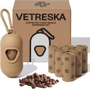 VETRESKA ベトレスカ ペット用 エチケット袋 うんちが臭わない袋 防臭袋 うんち処理袋 におわない袋 生分解性 コーヒーの