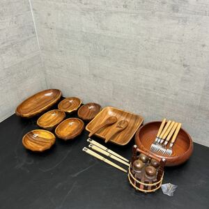 木製 天然木 菓子鉢 漆器 サラダボウル 小皿 菓子器 中皿 WOOD CRAFT ウッドクラフトボウル 取り皿 キャンプ アウトドア 未使用品 白南天