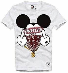 E1SYNDICATE Tシャツ　A.C.A.B HUSTLER MOUSE　3171 海外コラボ　ホワイト Sサイズ イーワンシンジケート