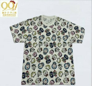 即決 藤子・F・不二雄 メンズ総柄Tシャツ【LL】新品タグ付 藤子不二雄 90周年 藤本弘 ドラえもん パーマン キテレツ大百科 ウメ星デンカ 2L