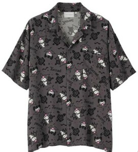 即決 クロミ メンズアロハシャツ【LL】新品タグ付き サンリオキャラクターズ KUROMI 開襟シャツ Tシャツ 2L