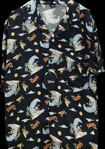 即決 ミッキーマウス メンズアロハシャツ【L】新品タグ付き ディズニー 開襟シャツ Tシャツ