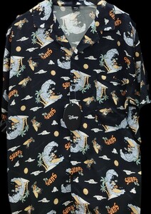 即決 ミッキーマウス メンズアロハシャツ【M】新品タグ付き ディズニー 開襟シャツ Tシャツ