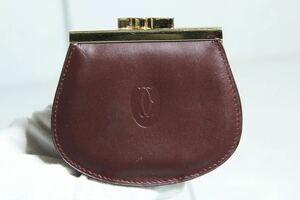 106.Cartier カルティエ マストライン ガマ口コインケース ボルドー ヴィンテージ ブランド