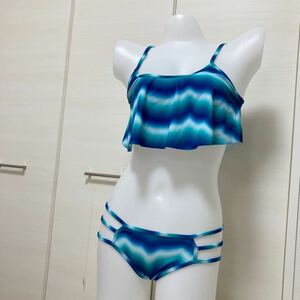 135【水着セットアップ】セパレートビキニKaimanaBEACHWEARセクシー チューブトップタイプビキニ 女子大人レディース マリンブルーSサイズ