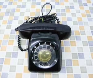* operation goods light telephone correspondence!l black telephone dial type telephone machine lNTT 601-A2 antique l that time thing Vintage modular jack replaced #N7993