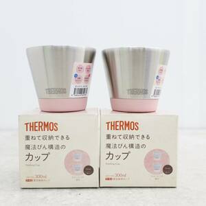 ◆ 300 外側が熱くならない｜サーモスカップ ピンク 2個セット｜THERMOS JDD-300 ステンレス ｜ キャンプ 真空断熱■O9056