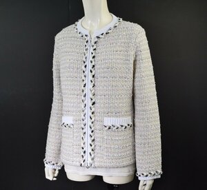 1086-24C0490★ルネ Rene 2024SS 完売品★新品 美品 高級ツィードニット ジップジャケット 38　パステルカラー 春夏