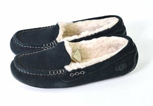 1265-24F0258★UGG アグー★アンスレーモカシン UK8/25cm 黒ブラック シープスキン 秋冬 ぽかぽか靴