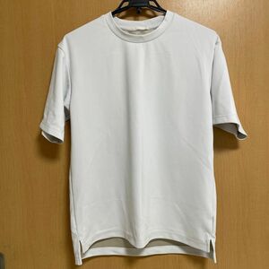 GU ドライダブルフェイスバイカラービッグプルオーバー5分袖 メンズS ホワイト 半袖Tシャツ Tシャツ