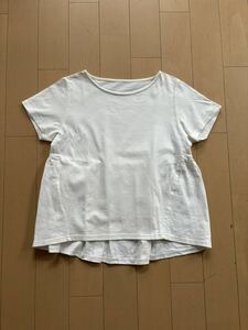 Beams 半袖Tシャツ ギャザーペプラム　白 100%コットン　日本製