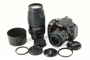 美品◆Nikonニコン D5300 18-55/55-300 VR Wレンズ◆デジタル一眼/A4209