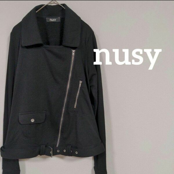 【nusy】ヌージー　ライダース　ジャケット　カットソー素材 　黒　ブラック　
