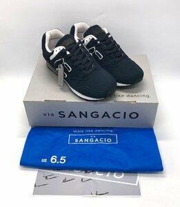 via SANGACIO にゅ～ず「NAVY スエード」サイズ:26cm サンガッチョ ネイビー スニーカー ☆良品☆[70-0504-N3]