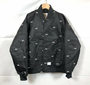 WTAPS/ダブルタップス TEAM JACKET TEXTILE/チームジャケット クロスボーン刺繍 [221TQDT-JKM01] サイズ:02 ブラック☆良品☆[66-0210-N6]