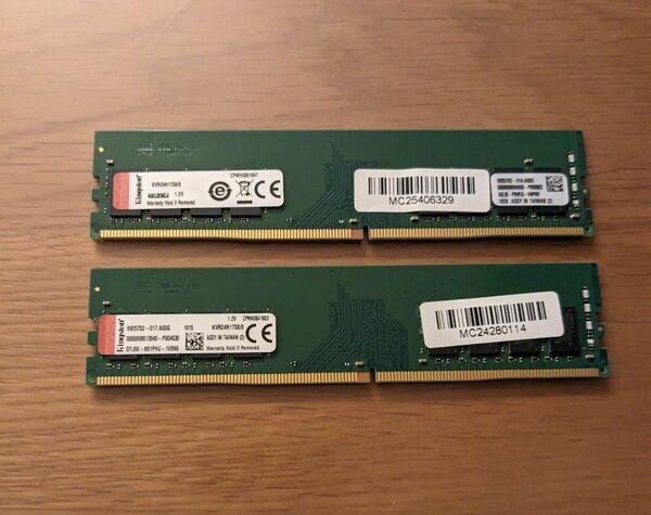 Kingston PC4-19200U (DDR4-2400T) 8GB 型番：KVR24N17S8/8 2枚セット 16GB