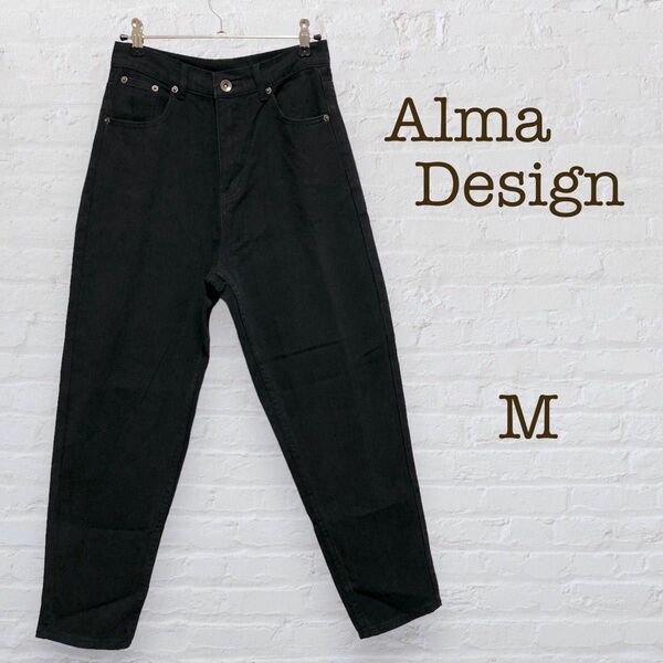 Alma Design/ハイウエストコットンテーパードカーブパンツ/柔らか薄手/コットン100%/チノパン/デニムパンツ