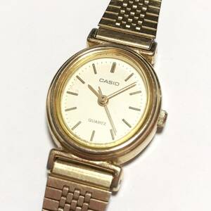 【1円】 時計 CASIO カシオ 329 LQ-340 QUARTZ クォーツ 3針 ラウンド ゴールド系 金系 腕時計 ウォッチ ジャンク品扱い