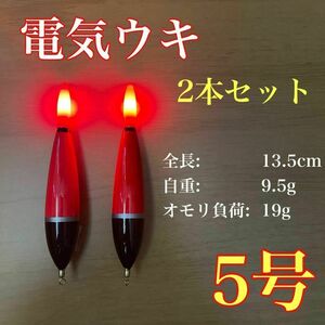 電気ウキ　5号　2本セット　棒ウキ　LED ハピソン　冨士灯器　アオリイカ