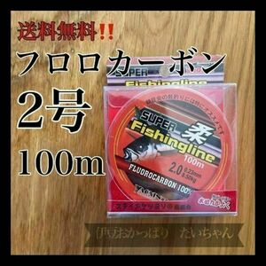 フロロカーボン2号　100メートル　ハリス　ショックリーダー　道糸　釣り糸