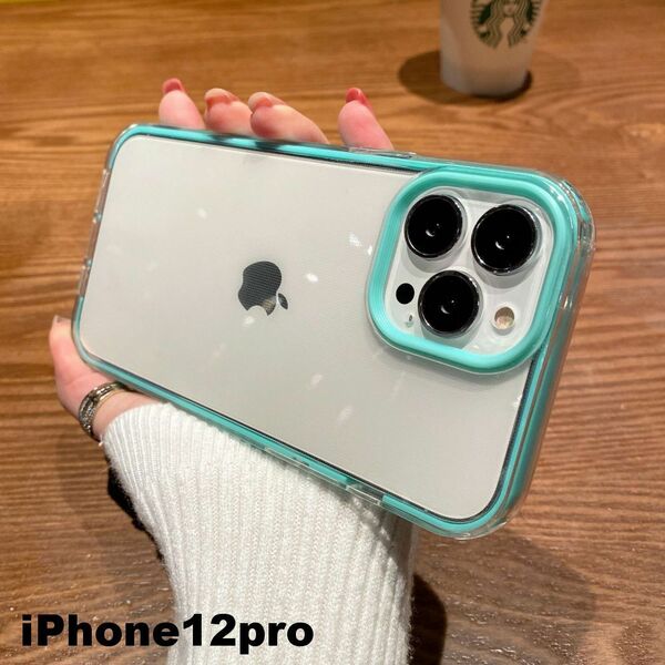 iphone12proケース カーバー TPU 可愛い　お洒落　韓国　ブルー　軽量 ケース 耐衝撃 713