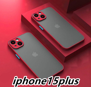 iphone15plusケース カーバー TPU 可愛い　韓国お洒落　マット　赤　軽量 ケース 耐衝撃 高品質179