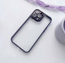 iphone14plusケース カーバー レンズ保護付き　透明　お洒落　韓国　軽量 ケース 耐衝撃 高品質 紫349_画像8