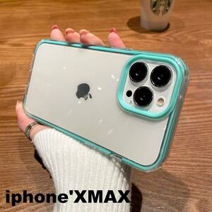iphoneXmax/xsmaxケース カーバー TPU 可愛い　お洒落　韓国　ブルー　軽量 ケース 耐衝撃802