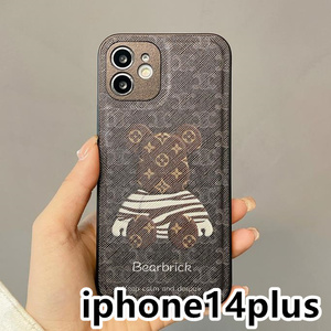iphone14plusケース カーバー TPU 可愛い 熊　お洒落　韓国　　軽量 ケース 耐衝撃 高品質 ブラウン117