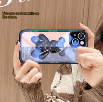 iphone15plusケース カーバー TPU 可愛い　熊　ガラス　お洒落　軽量 ケース 耐衝撃高品質ブルー126_画像9