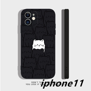 iphone11ケース カーバー TPU かわいい　ねご　お洒落　　軽量 耐衝撃 　高質 ブラック