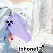 iphone12ケース カーバー TPU 可愛い　透明　波型花　お洒落　軽量 ケース 耐衝撃高品質紫252_画像1