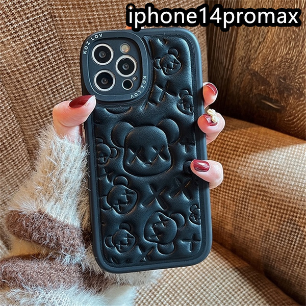 iphone14promaxケース カーバー TPU 可愛　お洒落　熊　　軽量 ケース ブラック3