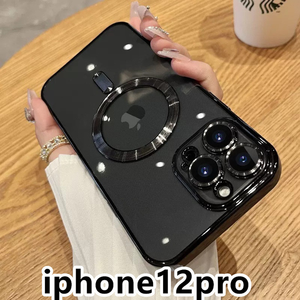 iphone12proケース TPU 　カバー　無線　磁気 ワイヤレス充電 ブラック 