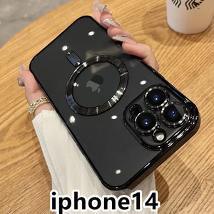 iphone14ケース 軽量 TPU　 カバー　無線　磁気 ワイヤレス充電 ブラック 