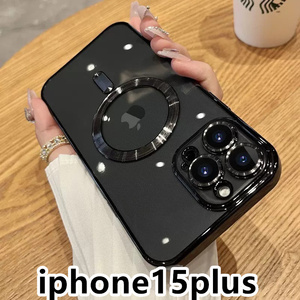 iphone15plusケース TPU 軽量　ケース　無線　磁気 ワイヤレス充電 ブラック 