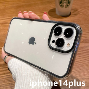 iphone14plusケース カーバー TPU シンプル　お洒落　耐衝撃 ブラック1