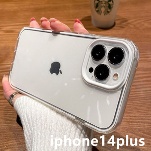 iphone14plusケース カーバー TPU お洒落 耐衝撃 シンプル ホワイト1