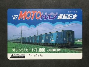 使用済み＊オレンジカード ’87 MOTOトレイン運転記念 上野〜函館 JR東日本＊鉄道 資料