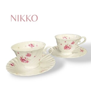 NIKKO ニッコー カップ&ソーサー コーヒーカップ ティーカップ 2客 花柄 食器 AR3.7