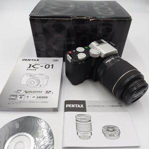 PENTAX Pentax mirrorless K-01 lens set smc PENTAX-DAL 50mm-200mm F4-5.6 black × black owner manual original box control number (NIS)