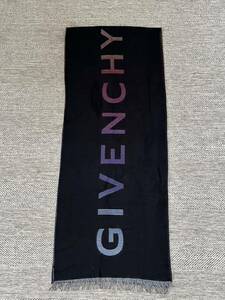 GIVENCHY ジバンシー　文字ロゴグラデーションマフラー ウールパージンウールシルクマフラー