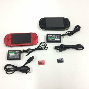 f086*80 【可動品】 SONY ソニー PSP 本体 2台 まとめ売り PSP1000 ブラック、PSP3000 レッド (充電器付き、バッテリーパック欠品）
